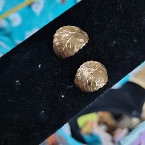 Golden toned leaf earrings